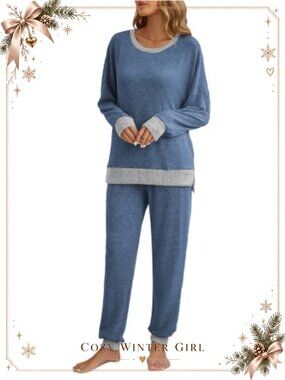 Women's 2 Piece Lounge Set Loose Fit Sweatshirt Jogger Pants Rayon Polyester